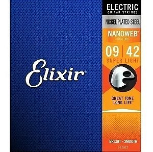 Encordoamento Guitarra .009 09 42 Super Light Nanoweb Elixir