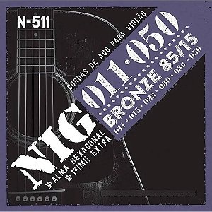 Corda Violão Aço Bronze 85/15 11"-50" 1 Corda Extra N511 Nig