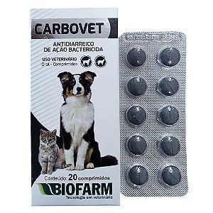 Carbovet Biofarm Antibiótico e Antidiarreico 20 comprimidos