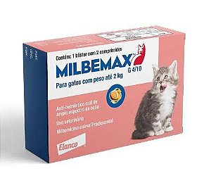 Vermífugo Milbemax Gatos 0,5 a 2kg com 2 comprimidos