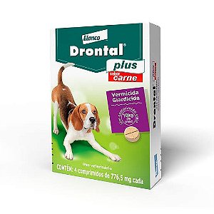 Vermífugo Drontal Plus Cães até 10kg - Carne 4 Comprimidos