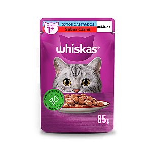 Sachê Whiskas Gatos Adultos Castrados - Carne ao Molho 100g
