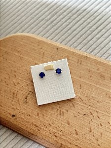 Brinco Ponto de Luz 5mm Azul - Prata 925