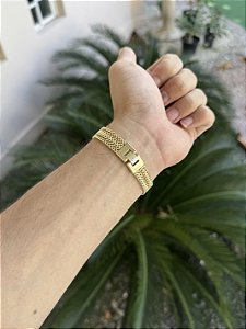 Pulseira Grumet Imperador 12mm Fecho Relógio - Banhado a Ouro