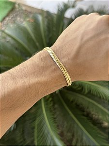 Pulseira Grumet Trabalhada 6mm FTD - Banhado a Ouro