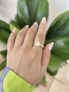 Anel Hexagonal - Banhado a Ouro