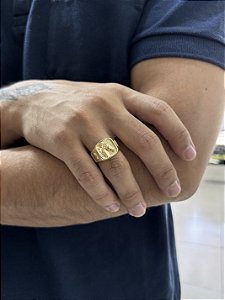 Anel Cavalo e Ferradura - Banhado a Ouro