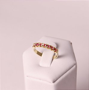 Anel Multi Vermelho - Banhado a Ouro