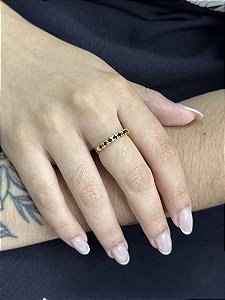 Anel Multi Preto - Banhado a Ouro