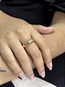 Anel Pontos - Banhado a Ouro