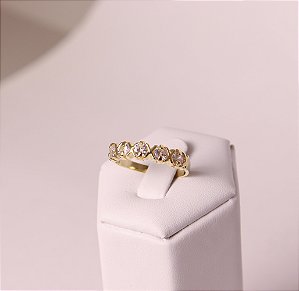 Anel 5 Pedras - Banhado a Ouro