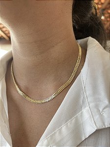 Choker Grumet Imperador 4mm com Extensor - Banhado a Ouro