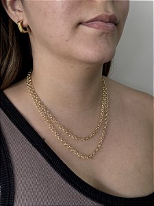 Colar Elo Português 5mm Fecho Italiano - Banhado a Ouro