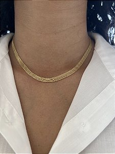 Choker Esteira 5mm - Banhado a Ouro
