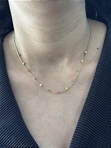 Choker Pontos Coloridos - Banhado a Ouro