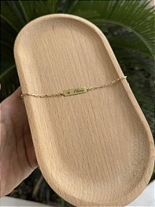 Pulseira Infantil Placa Estrela Tijolinho Personalizado - Banhado a Ouro