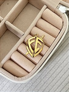 Pingente Escudo Fé - Banhado a Ouro