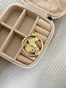 Pingente São Jorge Redondo G - Banhado a Ouro