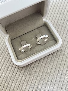 Par de Alianças 4mm Reta Chanfrada - Prata 950