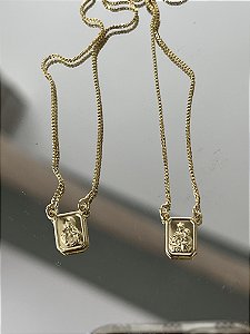 Escapulário Jesus e Maria Mini  - Banhada a Ouro