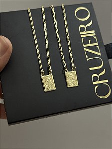 Escapulário Jesus e Maria Tijolinho 1,5 - Banhada a Ouro