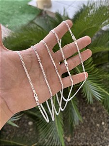 Corrente Cadeado Duplo 3mm 70cm - Prata 925
