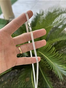 Corrente Cadeado Duplo 5mm 70cm - Prata 925