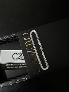 Pulseira Cadeado Duplo 4mm 21cm - Prata 925