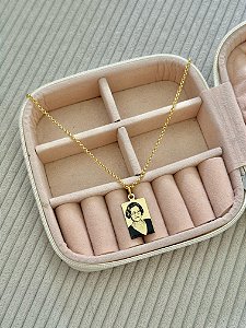 Colar Personalizado Retangular M Elo Português - Banhado a Ouro