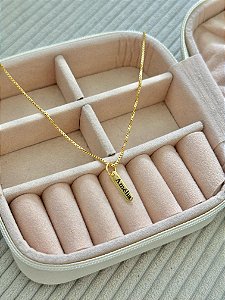 Colar Personalizado Placa Mini Veneziano - Banhado a Ouro