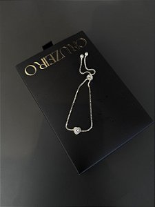 Pulseira Veneziana Cravejada com Coração Cristal- Prata 925
