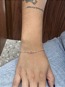 Pulseira Pontos de Luz Rosa - Prata 925
