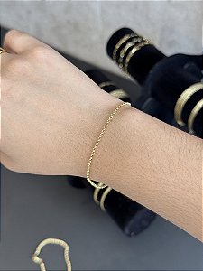 Pulseira Elo Português 1,8mm 18cm - Banhado a Ouro