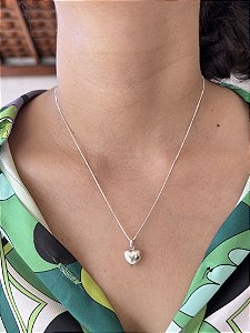 Colar Coração Liso - Prata 925