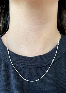 Colar Bolinhas 45cm - Prata 925