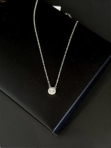 Colar Cadeado com Zircônia - Prata 925