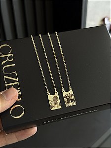 Escapulário Personalizado Elo Português - Banhado a Ouro