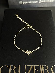 Pulseira Coração Cadeado - Banhado a Ouro