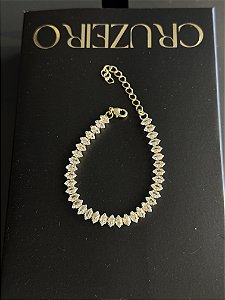 Pulseira Riviera Navete Cristal - Banhado a Ouro