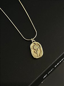 Colar Selo de Flor Dourado