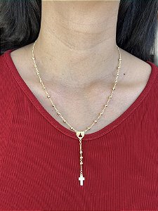 Colar Terço Nossa Senhora - Banhado a Ouro