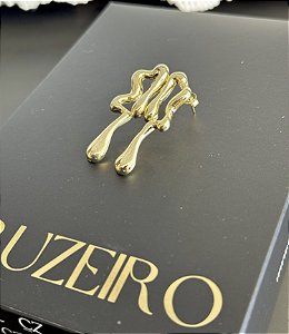 Brinco Gota Abstrata - Banhada a Ouro