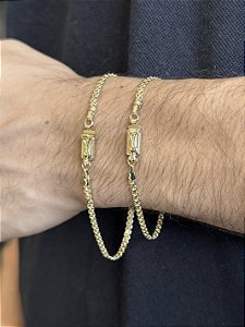 Pulseira Cadeado Duplo 2,8mm - Banhado a Ouro