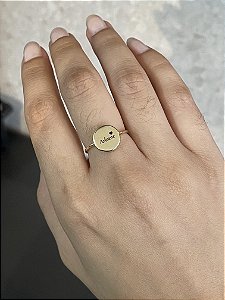 Anel Redondo Personalizado Regulável - Banhado a Ouro