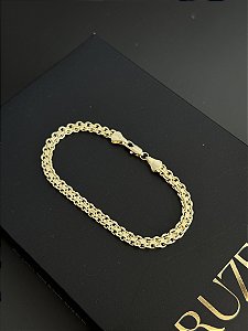 Pulseira Cadeado Duplo 5mm FI - Banhado a ouro