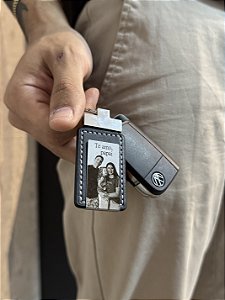 Chaveiro em Couro Personalizado - Aço Inoxidável