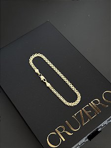 Pulseira Cadeado Duplo 3,5mm FI - Banhado a ouro