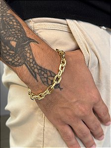 Pulseira Cadeado 9mm - Banhado a Ouro