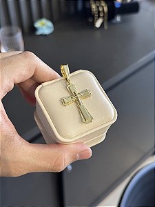 Pingente Cruz 3x - Banhado a Ouro