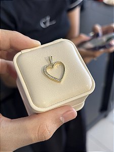 Pingente Coração Vazado Half - Banhado a Ouro
